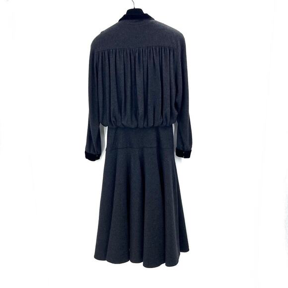 Vintage Bespoke Custom Gray Cashmere Long Sleeve Midi Dress Size 6 - Picture 4 of 13